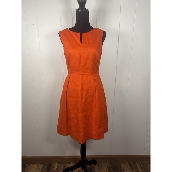 kate spade new york Dresses & Skirts - Kate Spade New York Orange Linen Shine Fit & Flare Mini Blue w Pockets - 6